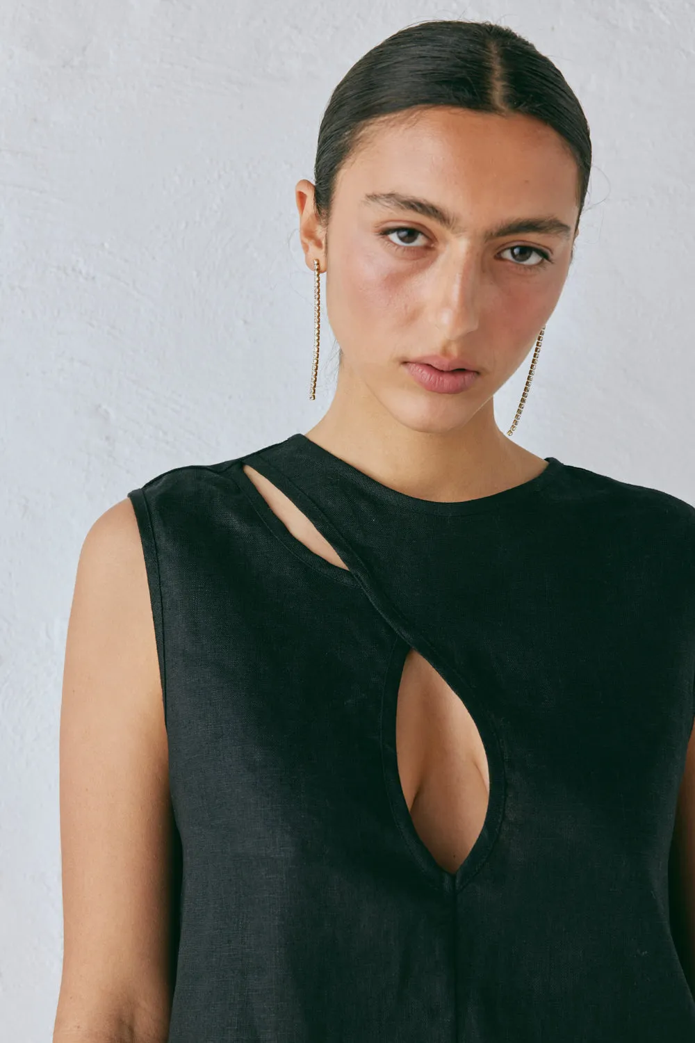 Yuri Linen Mini Dress Black sold by Verge Girl product image thumbnail 3