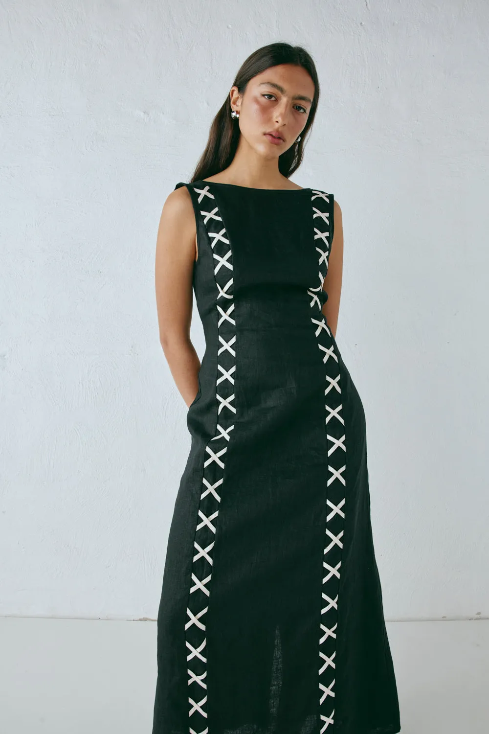 Maja Linen Maxi Dress Black sold by Verge Girl product image thumbnail 4