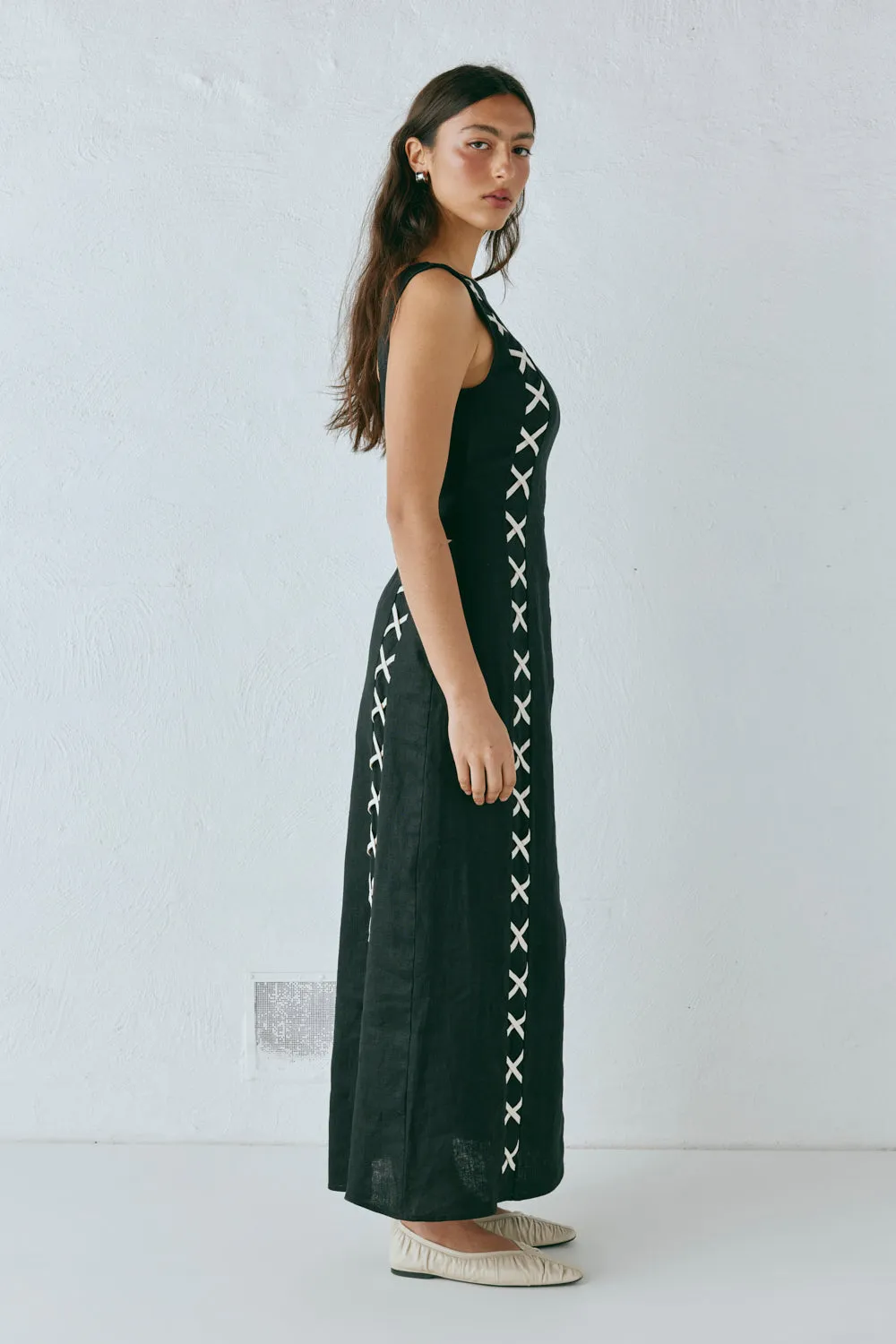 Maja Linen Maxi Dress Black sold by Verge Girl product image thumbnail 5