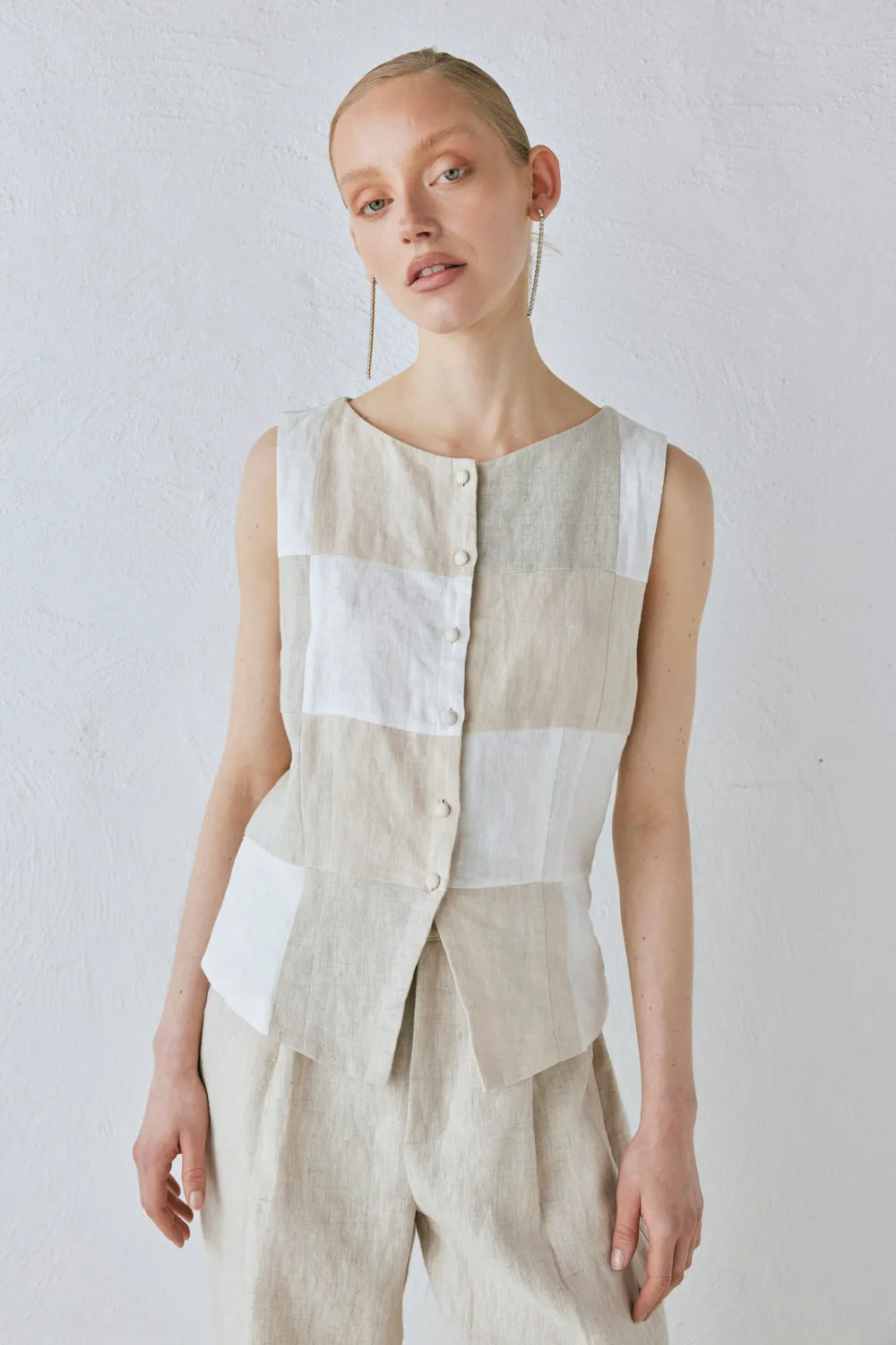 Rare Linen Vest Natural sold by Verge Girl