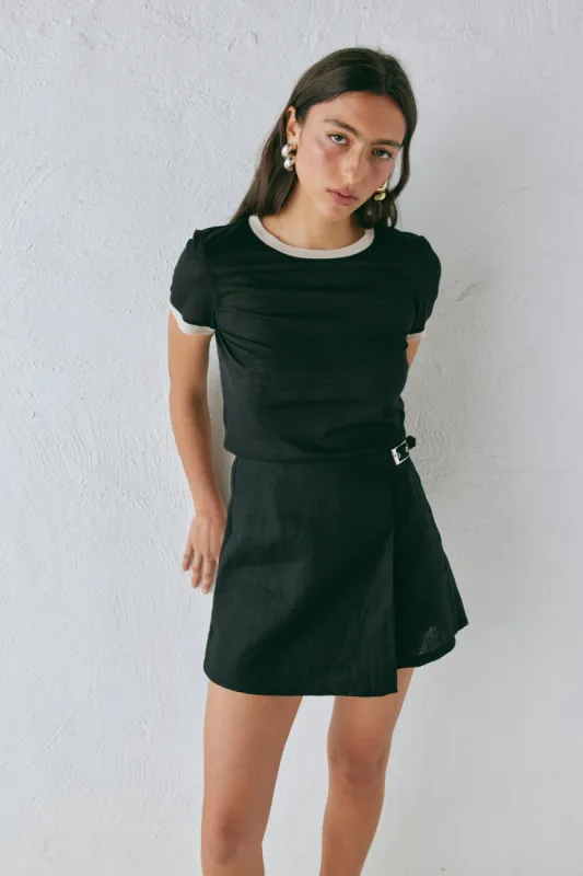 Matteo Linen Skort Black sold by Verge Girl
