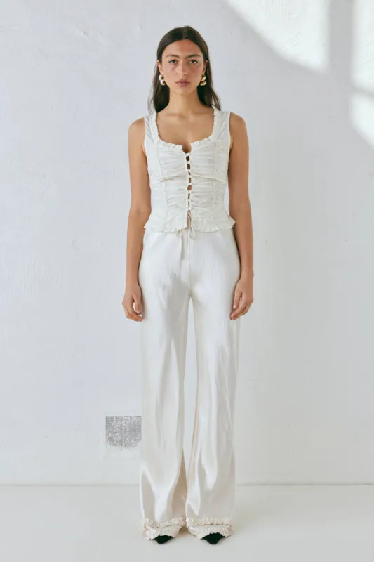 Citara Satin Pants White sold by Verge Girl