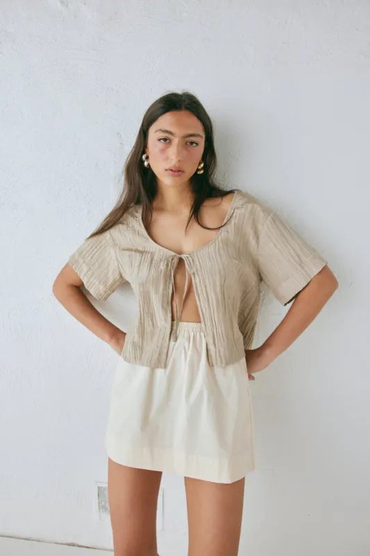 Elka Mini Skirt Cream sold by Verge Girl