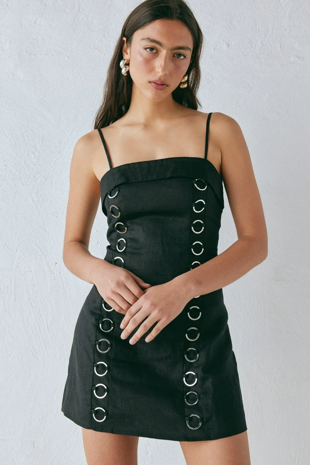 Alessa Linen Mini Dress Black sold by Verge Girl product image thumbnail 2