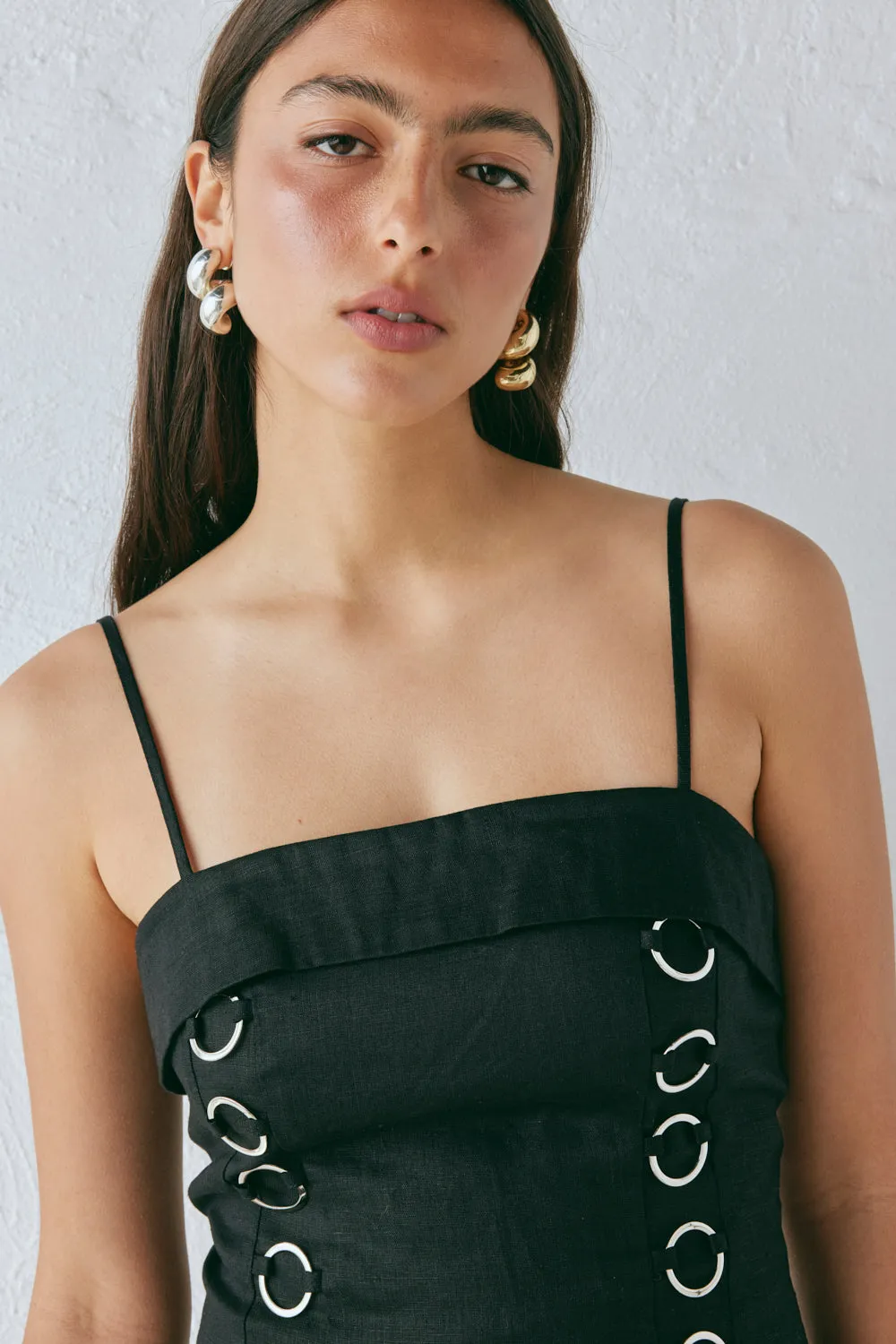 Alessa Linen Mini Dress Black sold by Verge Girl product image thumbnail 3