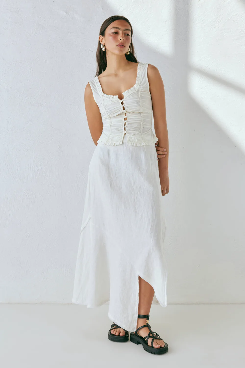Mabel Linen Midi Skirt White sold by Verge Girl product image thumbnail 4