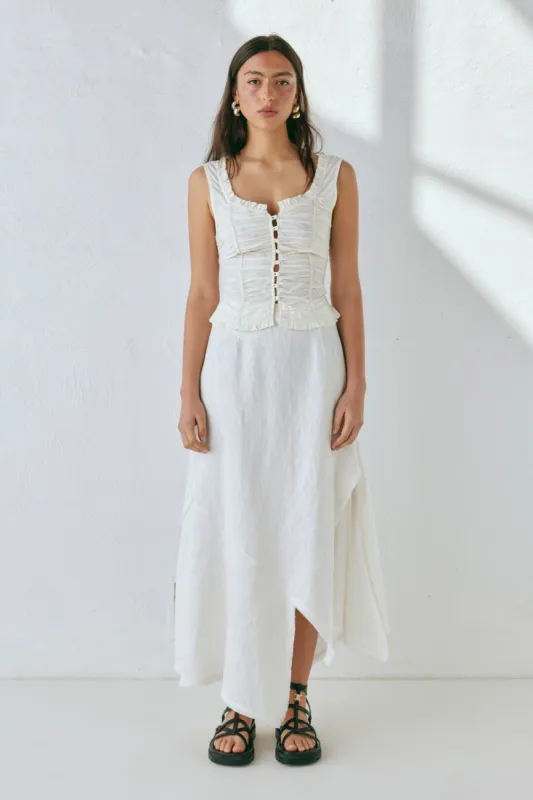 Mabel Linen Midi Skirt White sold by Verge Girl