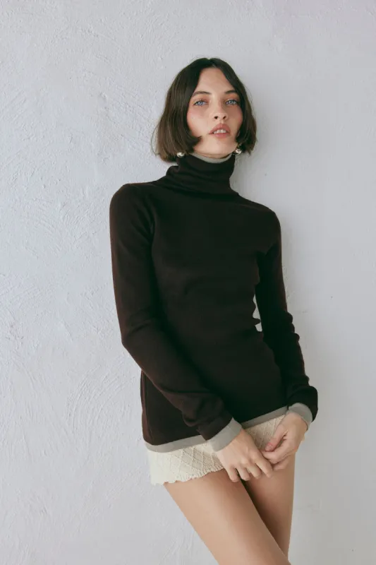 Bea Knit Skivvy Chocolate made by Verge Girl