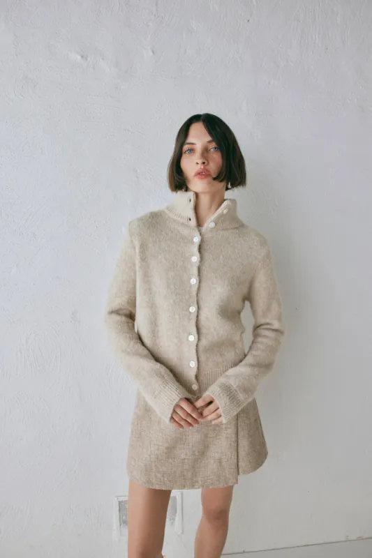 Henley Knit Cardigan Marle sold by Verge Girl