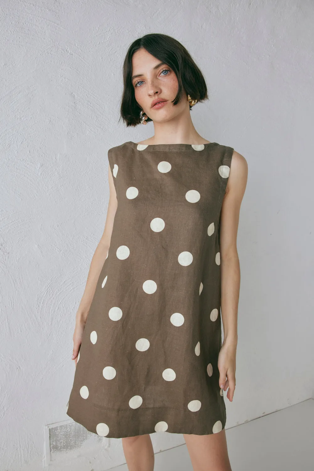 Aftersun Linen Mini Dress Spot sold by Verge Girl