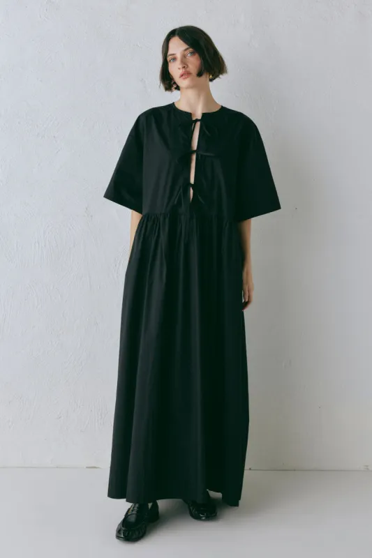 Naomi Smock Maxi Dress Black sold by Verge Girl