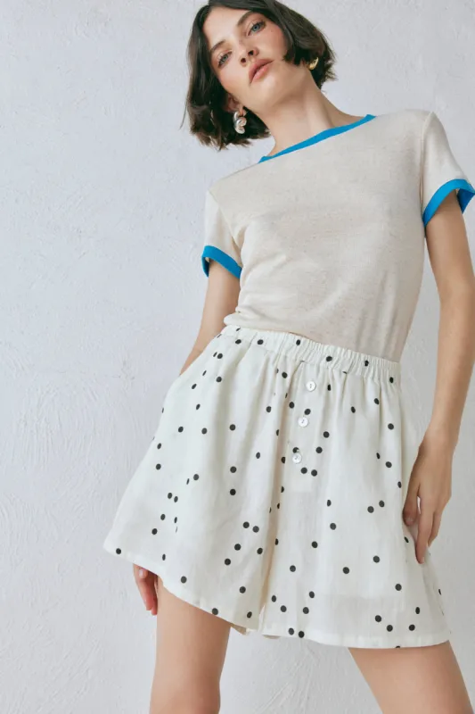 Eliza Linen Shorts Dot sold by Verge Girl