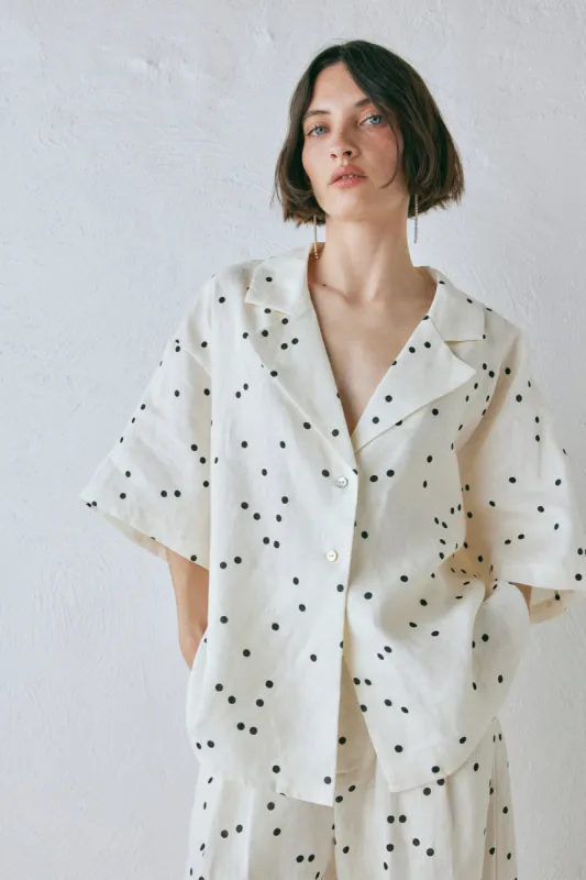 Anke Linen Shirt Dot sold by Verge Girl