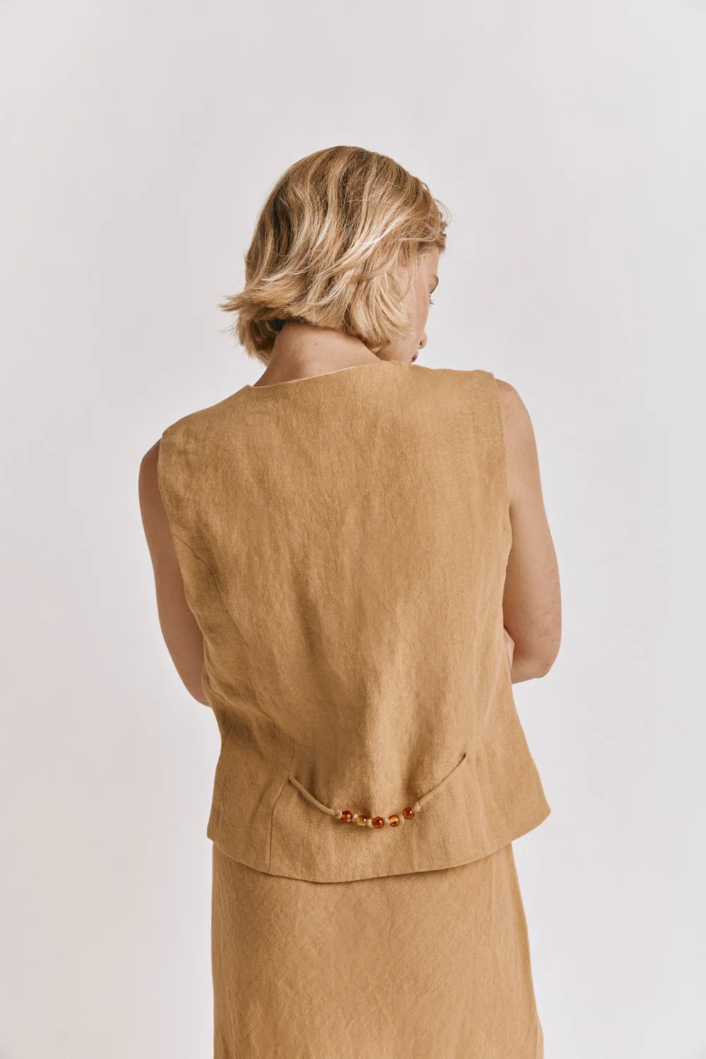 Hazel Linen Vest Ochre sold by Verge Girl product image thumbnail 3