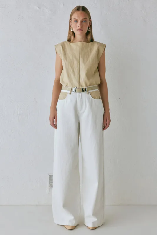 Sutton Denim Jeans White sold by Verge Girl