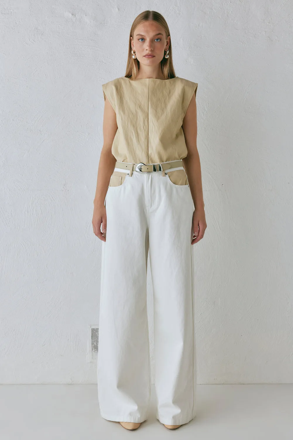 Sutton High Rise Denim Jeans White sold by Verge Girl