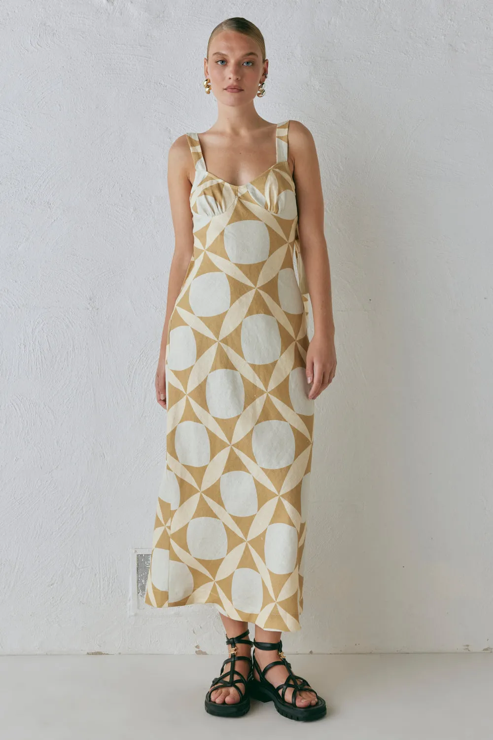 Talia Linen Midi Dress Scope sold by Verge Girl