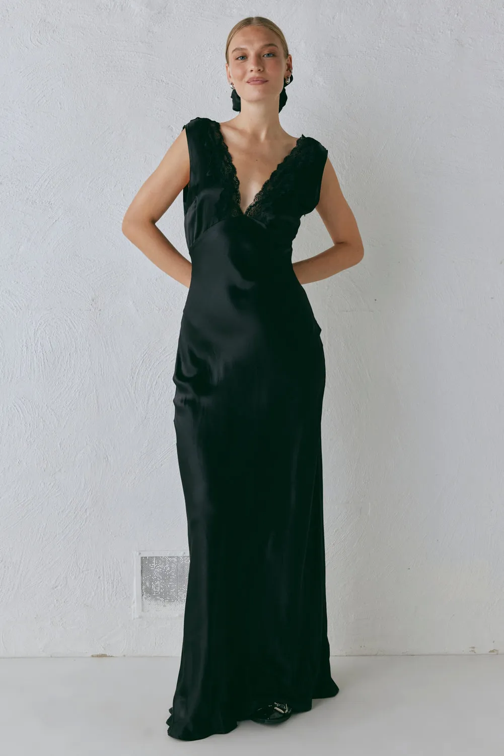Tully Satin Maxi Dress Black sold by Verge Girl product image thumbnail 5