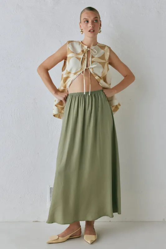 Solara Midi Skirt Sage sold by Verge Girl