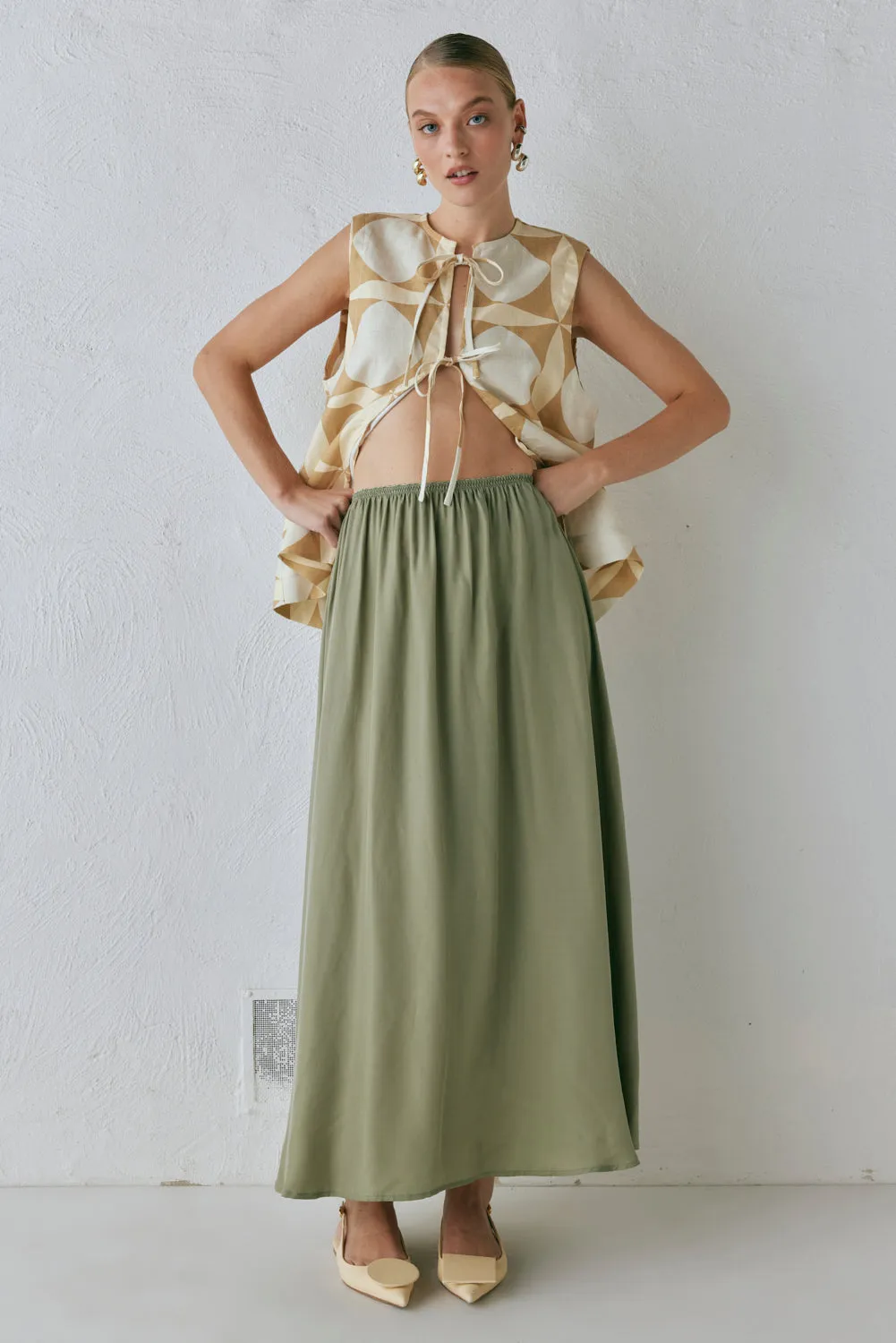 Solara Midi Skirt Sage sold by Verge Girl product image thumbnail 5
