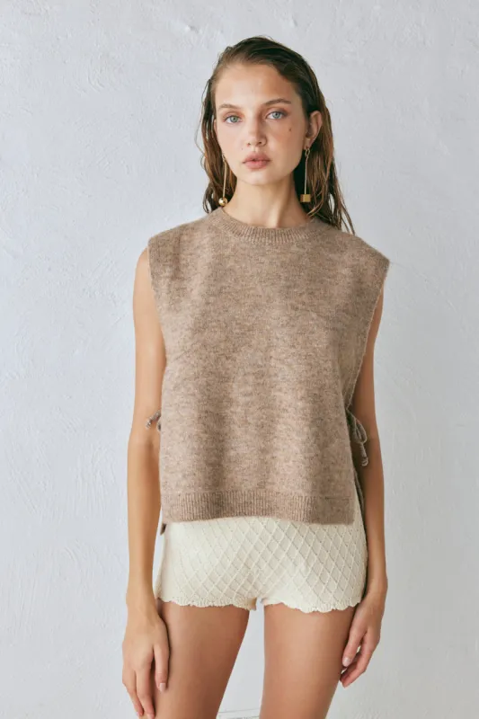 Molly Knit Vest Taupe sold by Verge Girl