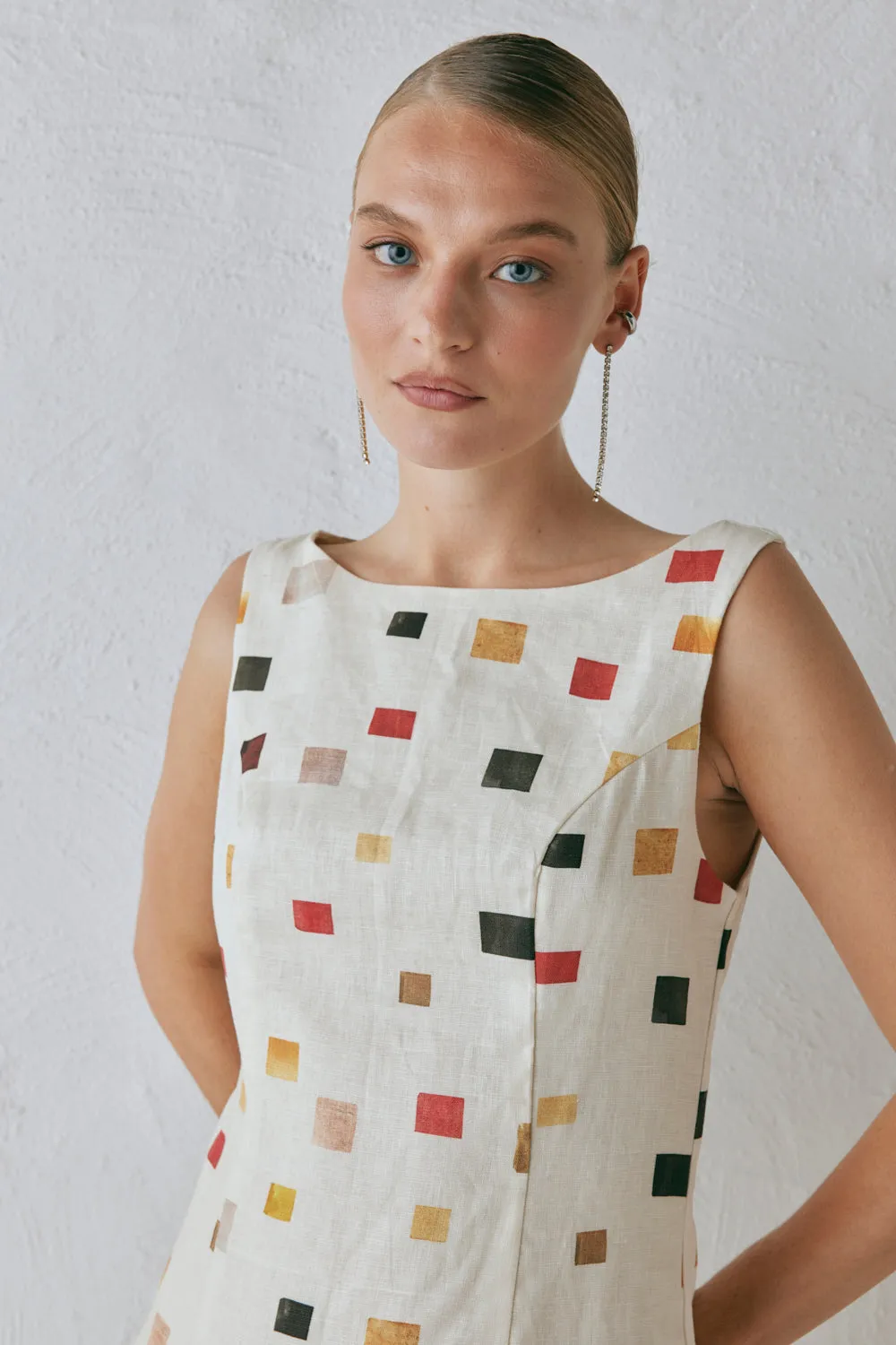Chloe Linen Mini Dress Tile sold by Verge Girl product image thumbnail 4