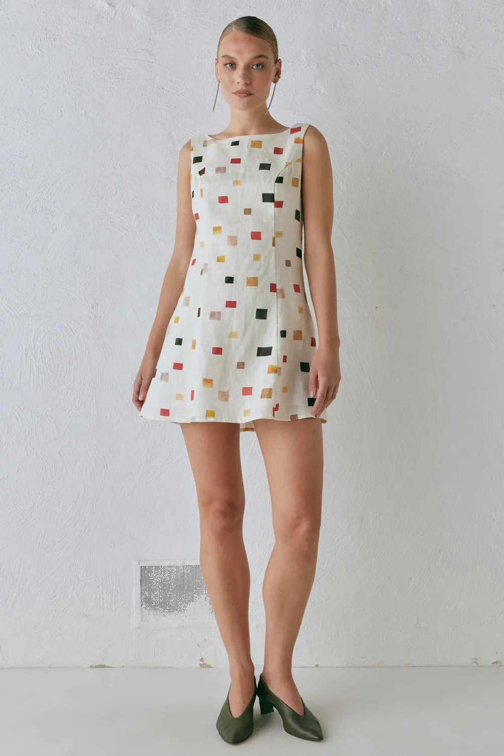 Chloe Linen Mini Dress Tile sold by Verge Girl product image thumbnail 2