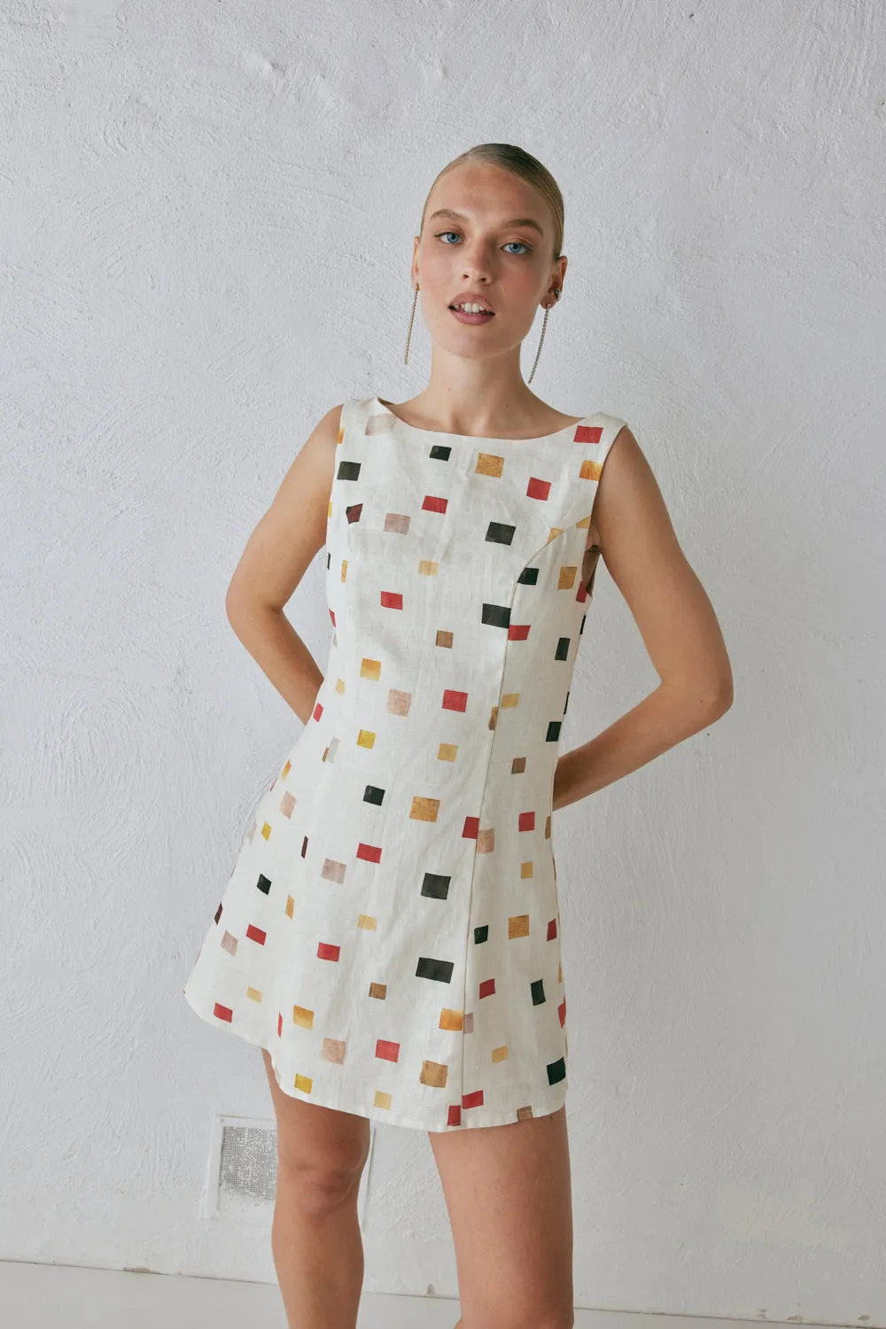 Chloe Linen Mini Dress Tile sold by Verge Girl product image thumbnail 5