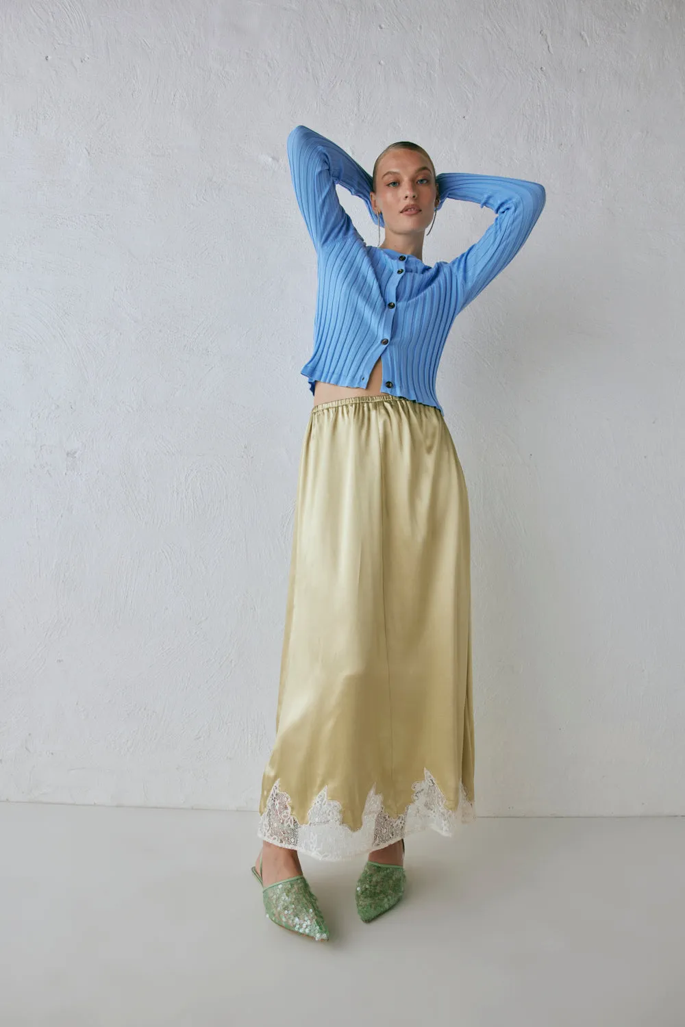 Aisla Satin Midi Skirt Sage sold by Verge Girl product image thumbnail 3