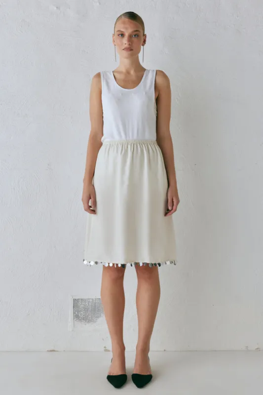 Spritz Midi Skirt Cream sold by Verge Girl