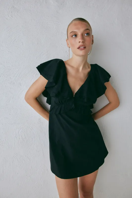 Party Nights Frill Mini Dress Black sold by Verge Girl