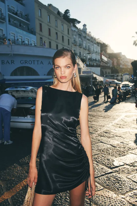 Dance Satin Mini Dress Black sold by Verge Girl