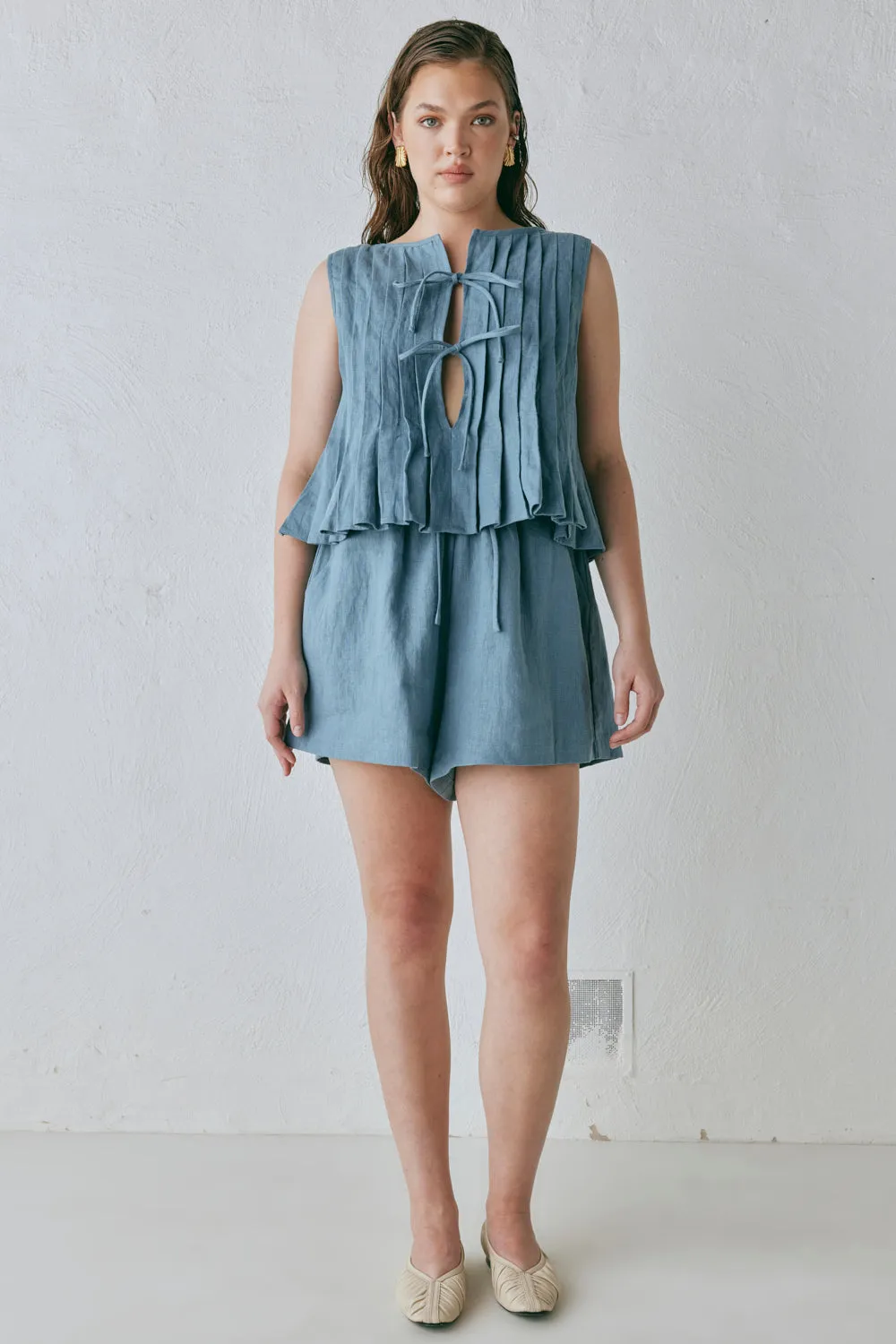 Valeria Linen Top Lake sold by Verge Girl product image thumbnail 3