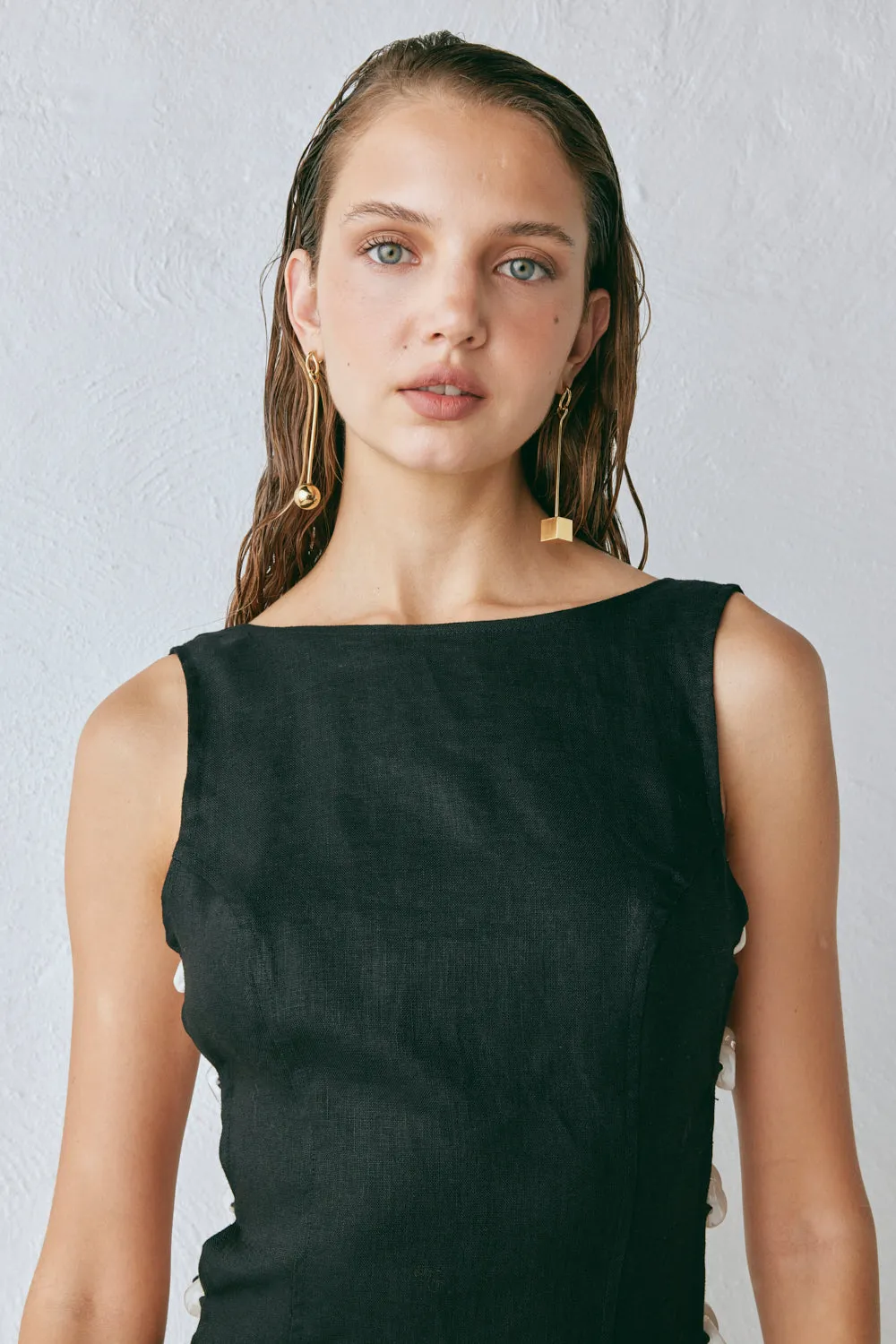 Tia Linen Mini Dress Black sold by Verge Girl product image thumbnail 5