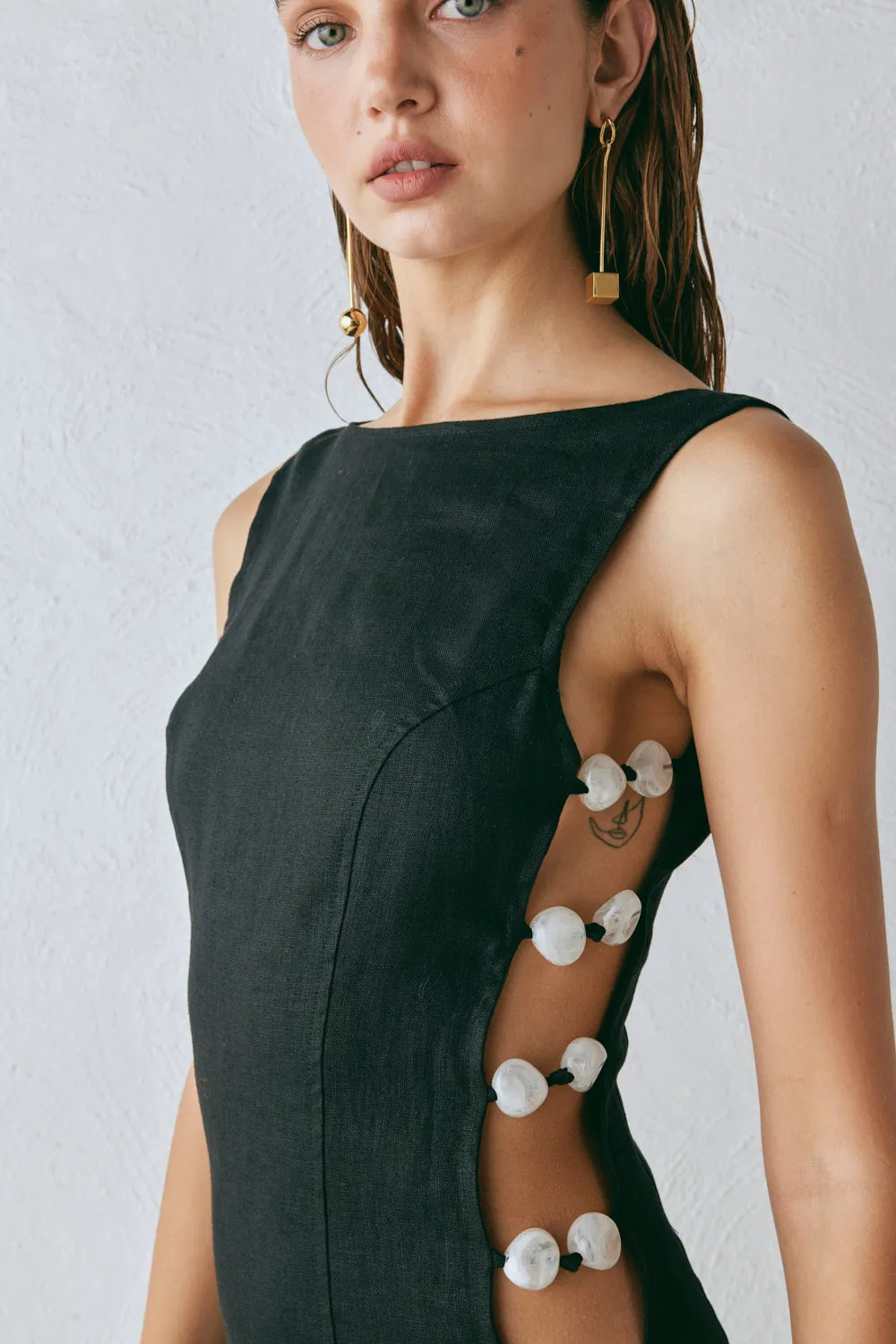 Tia Linen Mini Dress Black sold by Verge Girl product image thumbnail 4