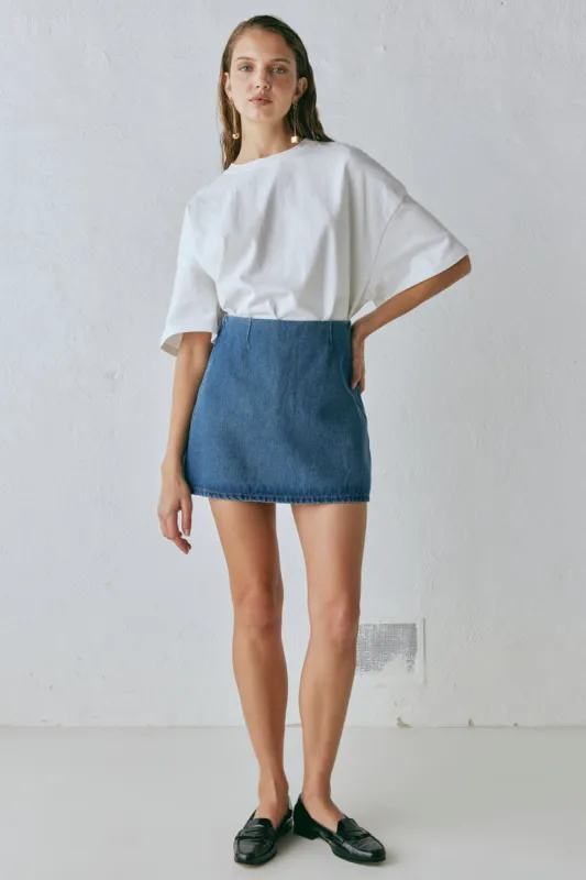 Anna Denim Mini Skirt Blue made by Verge Girl