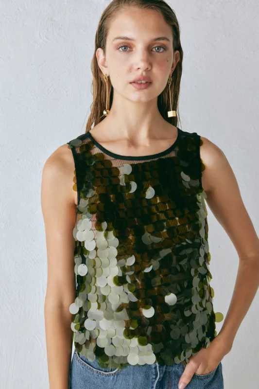 Anok Sequin Top Olive sold by Verge Girl