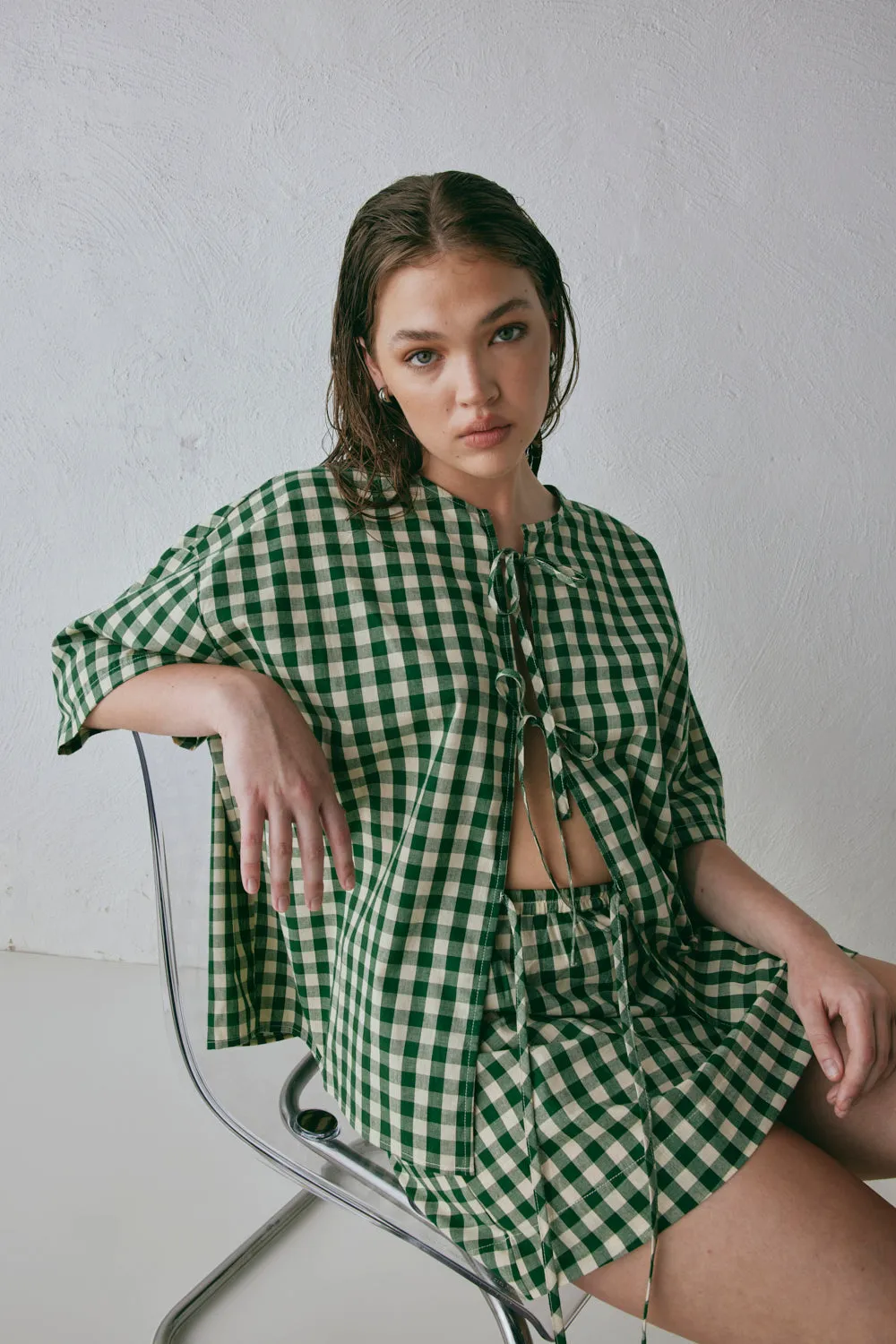 Naomi Smock Top Green Check sold by Verge Girl product image thumbnail 4