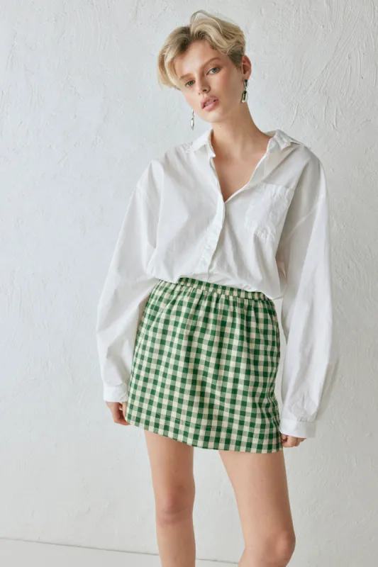 Elka Mini Skirt Green Check sold by Verge Girl