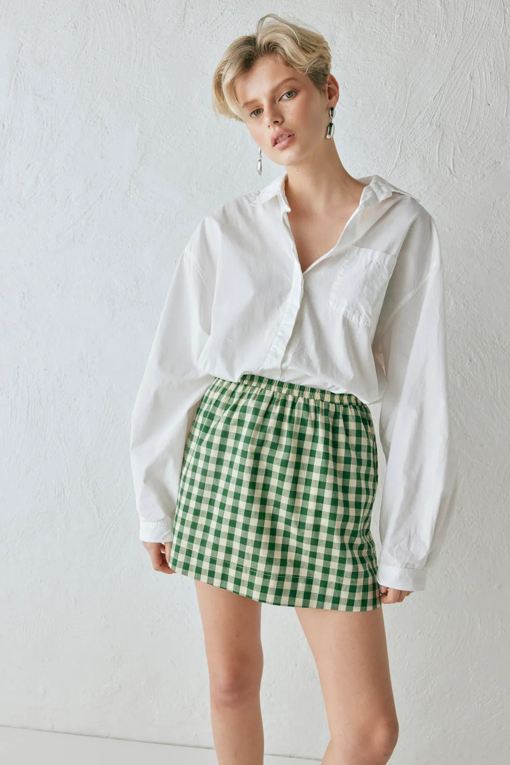 Elka Mini Skirt Green Check sold by Verge Girl