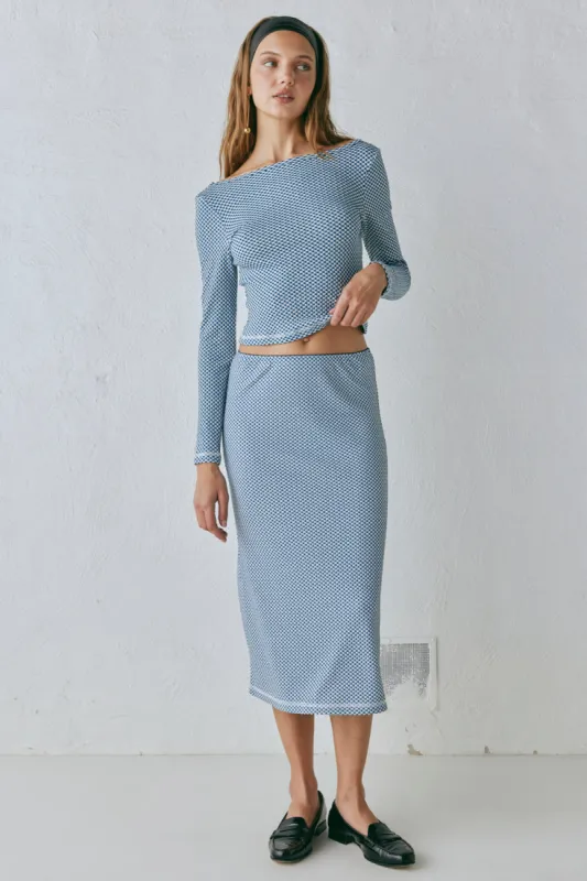Holland Midi Skirt Blue sold by Verge Girl
