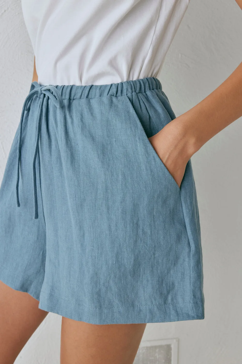 Annika Linen Shorts Lake sold by Verge Girl product image thumbnail 2