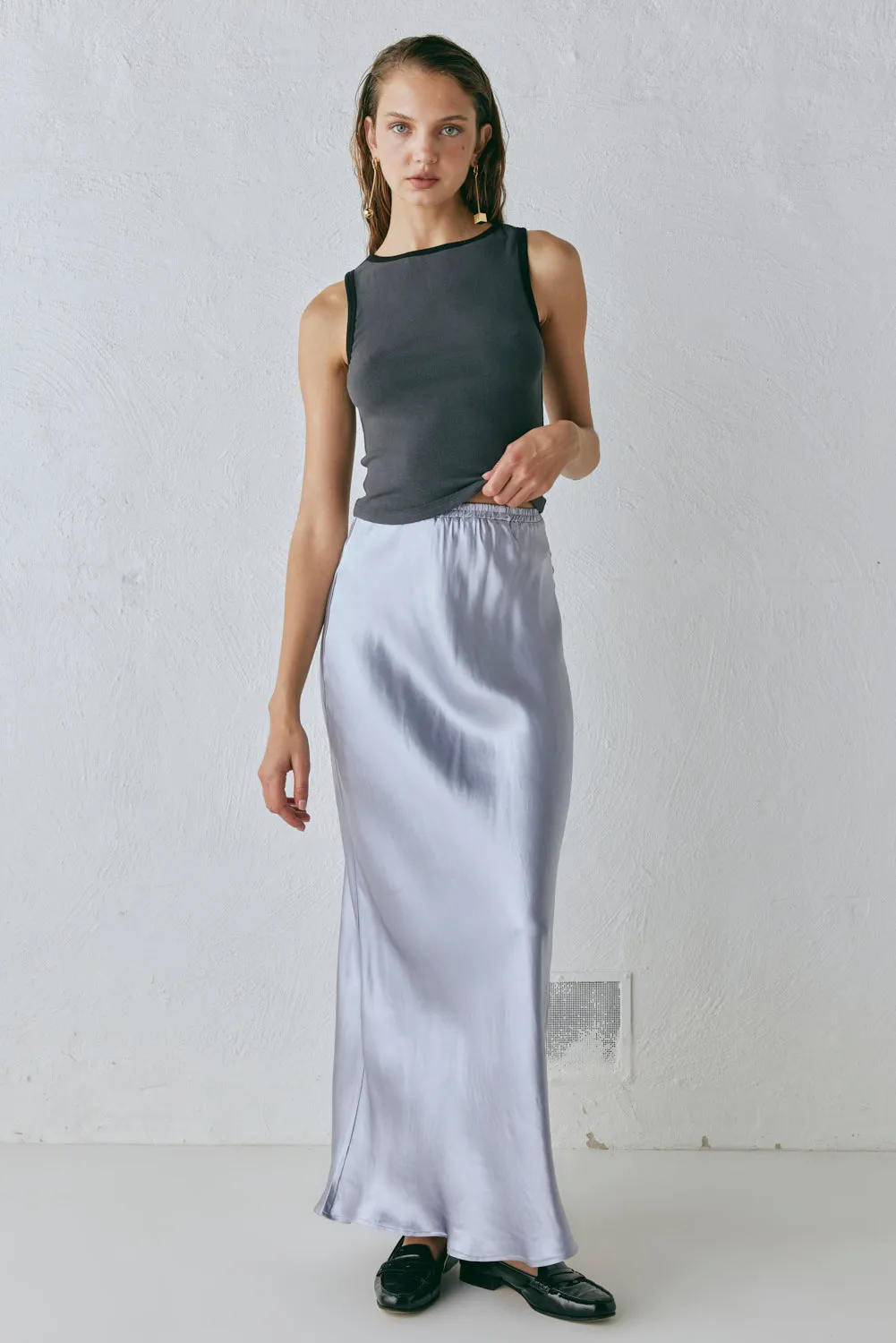 Florence Bias Cut Maxi Skirt Pearl sold by Verge Girl