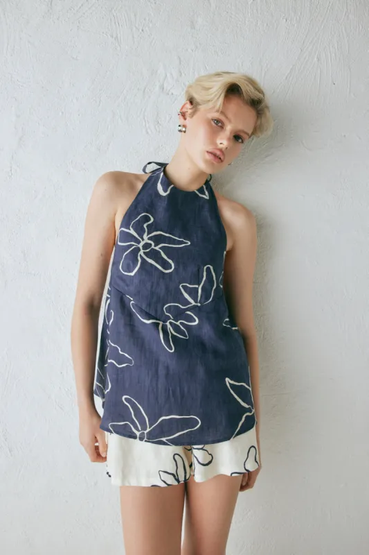 Sierra Linen Top Fleur sold by Verge Girl