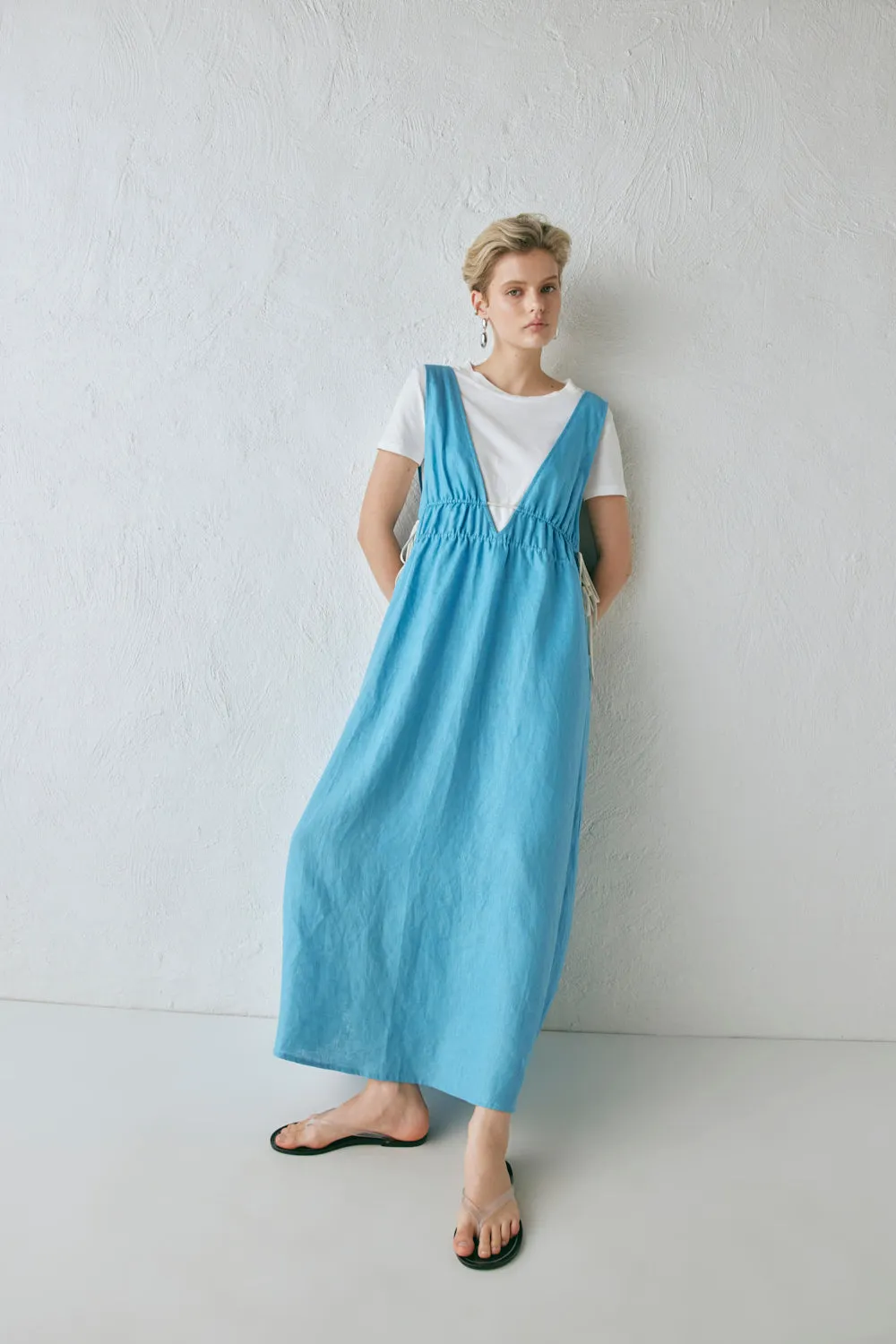 Paros Palms Linen Midi Dress Sea sold by Verge Girl product image thumbnail 4