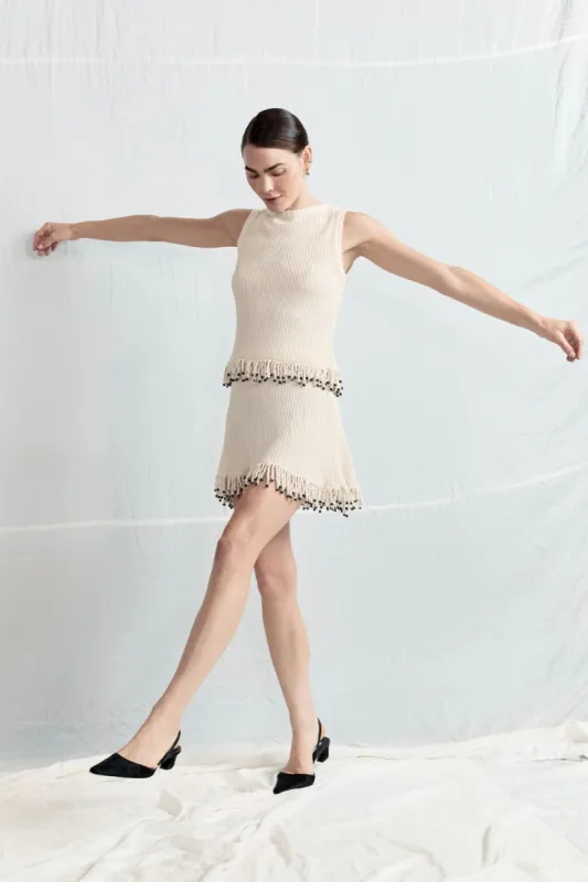 Coco Knit Mini Skirt Natural sold by Verge Girl