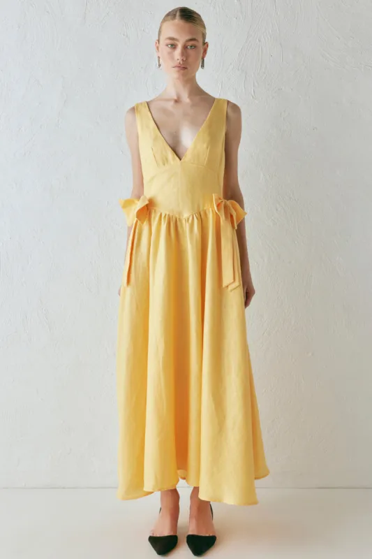 Daphne Linen Midi Dress Sun sold by Verge Girl