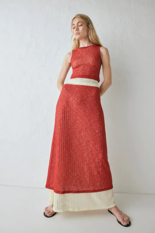 Jil Maxi Skirt Burnt Red sold by Verge Girl