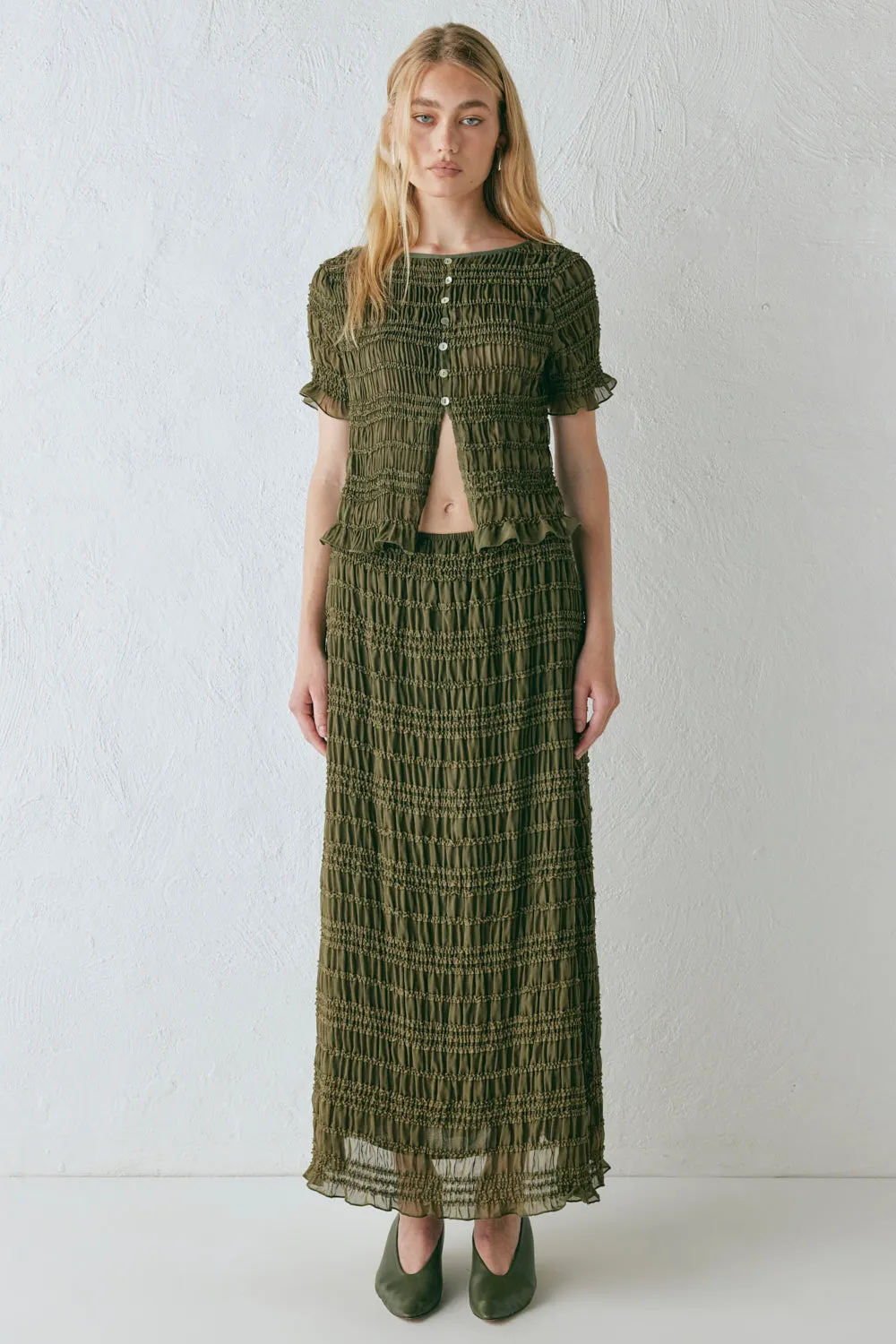 Mia Midi Skirt Khaki sold by Verge Girl product image thumbnail 2