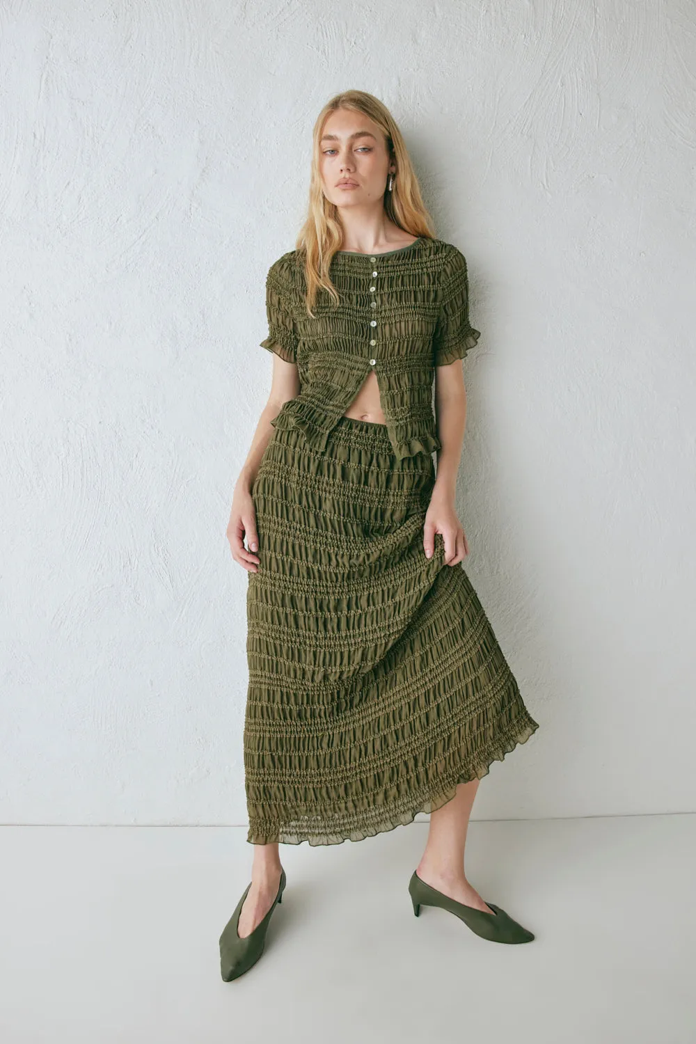 Mia Midi Skirt Khaki sold by Verge Girl product image thumbnail 3